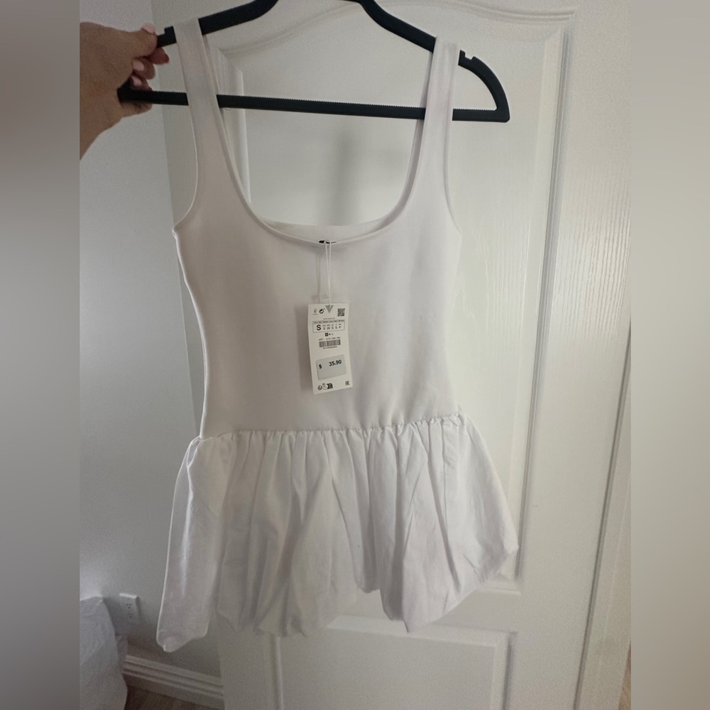 Zara White Balloon Dress
